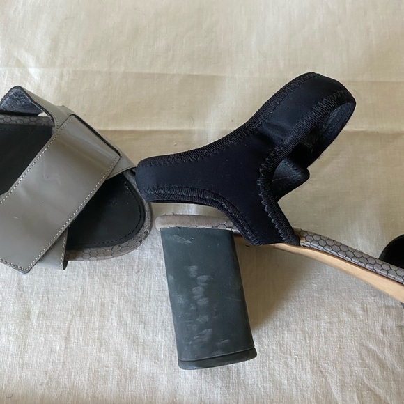 Velcro elastic shiny grey black Camper 3 inch heel dance club chunky comfortable - Picture 6 of 8